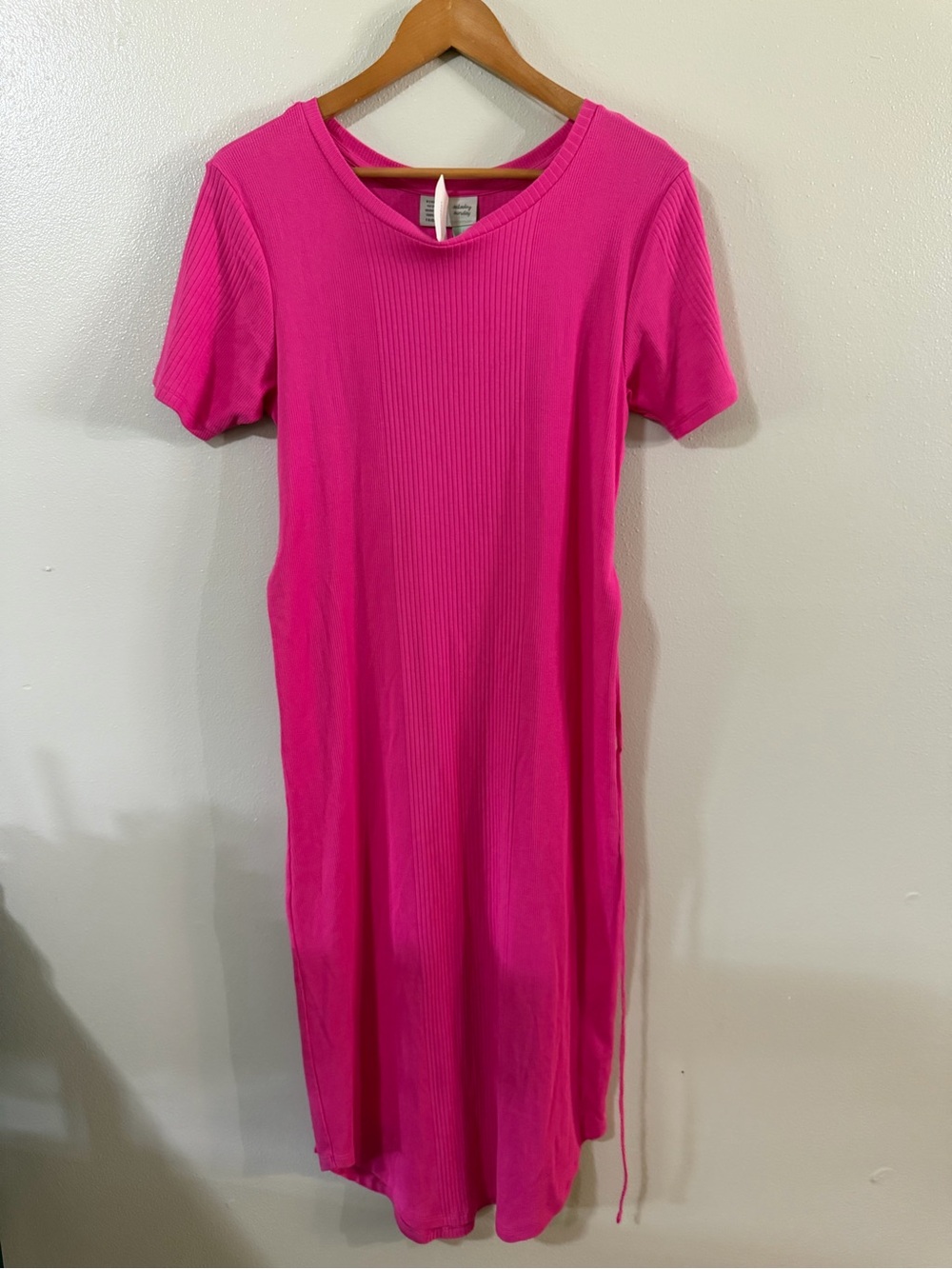 Saturday/Sunday NWT Ribbed Hot Pink Pima Cotton Midi Dress - Picture 3 of 10